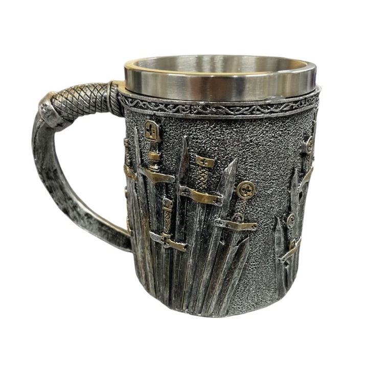 Halba Medievala din Rasina si Inox, cu Pereti Dubli, 400 ml