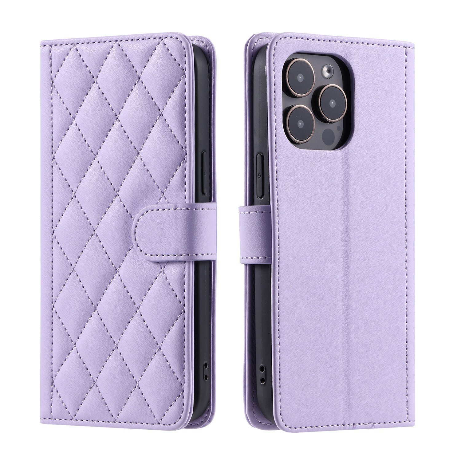 Husa de Protectie Tip Carte, Flippy, pentru Apple iPhone 15, Model cu Suport si Capsa, Antisoc, Rezistenta la Impact, Protectie Camera, Mov