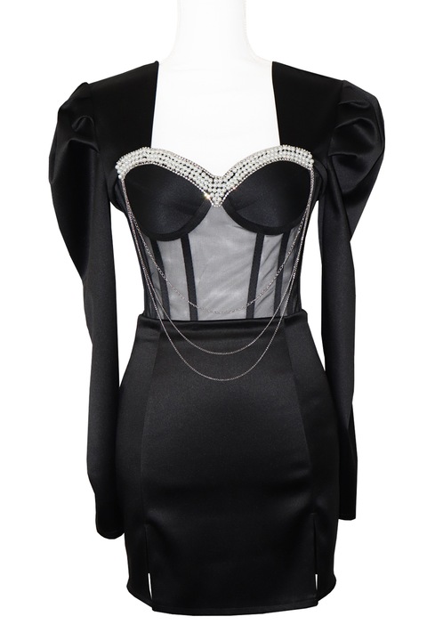 Rochie femei, neagra, model creion, tip corset, marimea 36