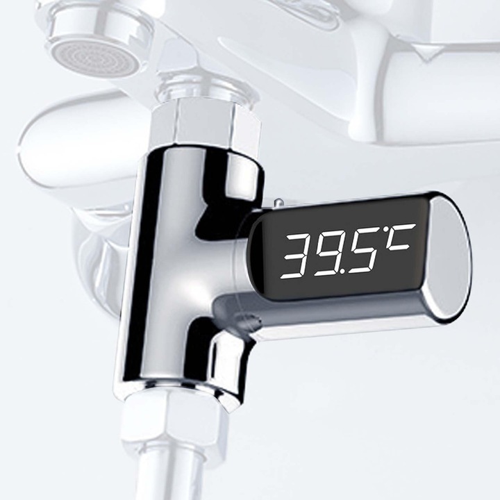 Baifulai LED digitális fürdőhőmérő, fürdőkád hőmérő, 5-85 ℃ valós idejű vízáramlás 360°-ban forgatható képernyővel, babavíz hőmérő, zuhany hőmérő, fürdőkád hőmérő