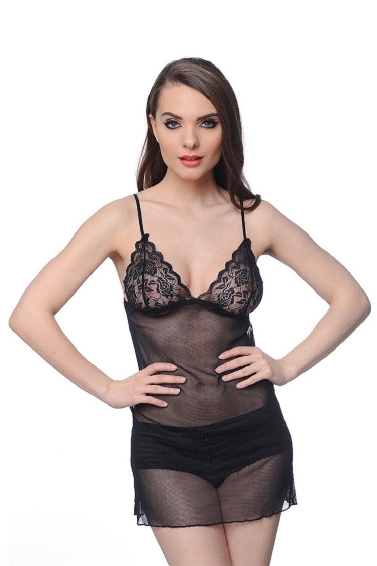 Chemise BellaVie Isabelle One Size Negru