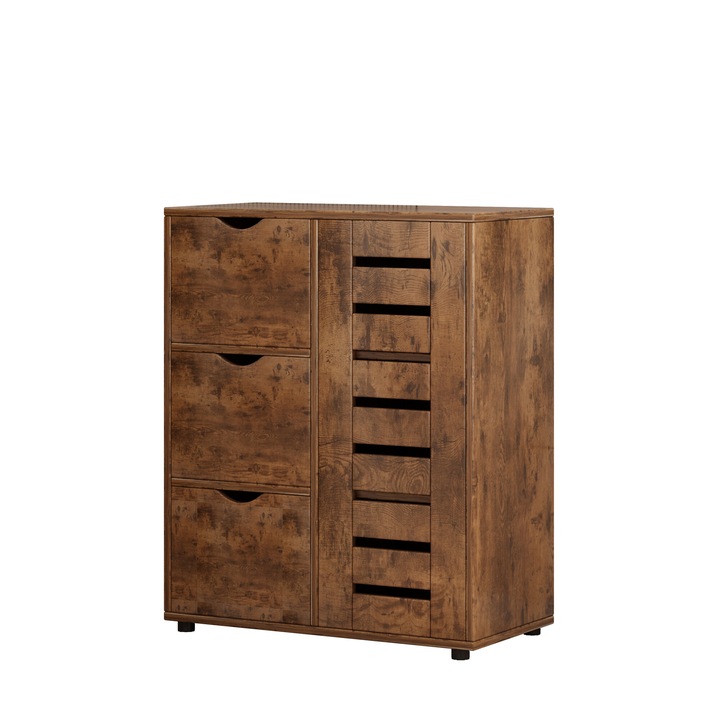 Sötétbarna Lounge komód fa polcok Loft 3 fiókos fiókok 60x30x80 cm BADU