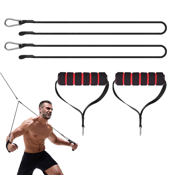 Accesorii fitness Enforose, set antrenament muscular, cablu de inalta rezistenta, compact, portabil