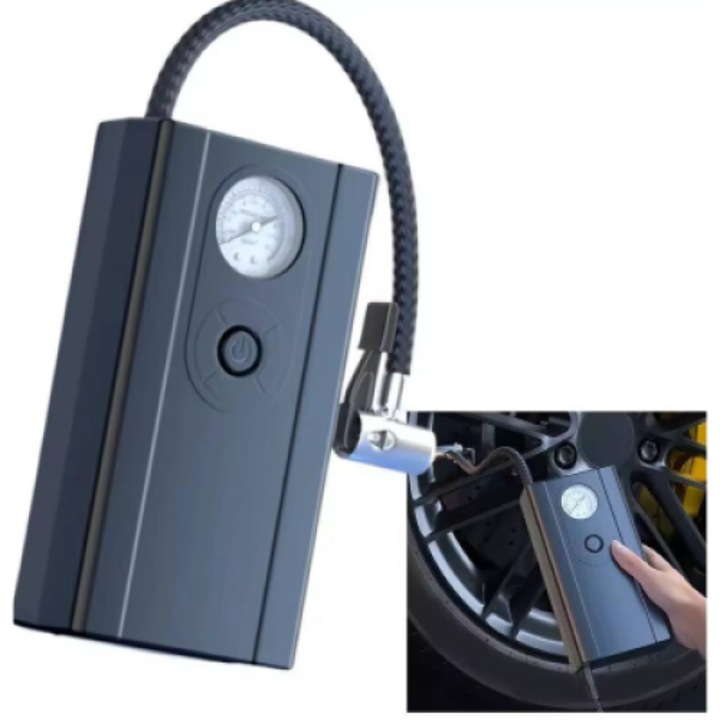 Hordozható autós kompresszor, többfunkciós, felfújófejek, 12V DC Volt 150 PSI 1S, 30L/perc, 150mm tömlő fekete