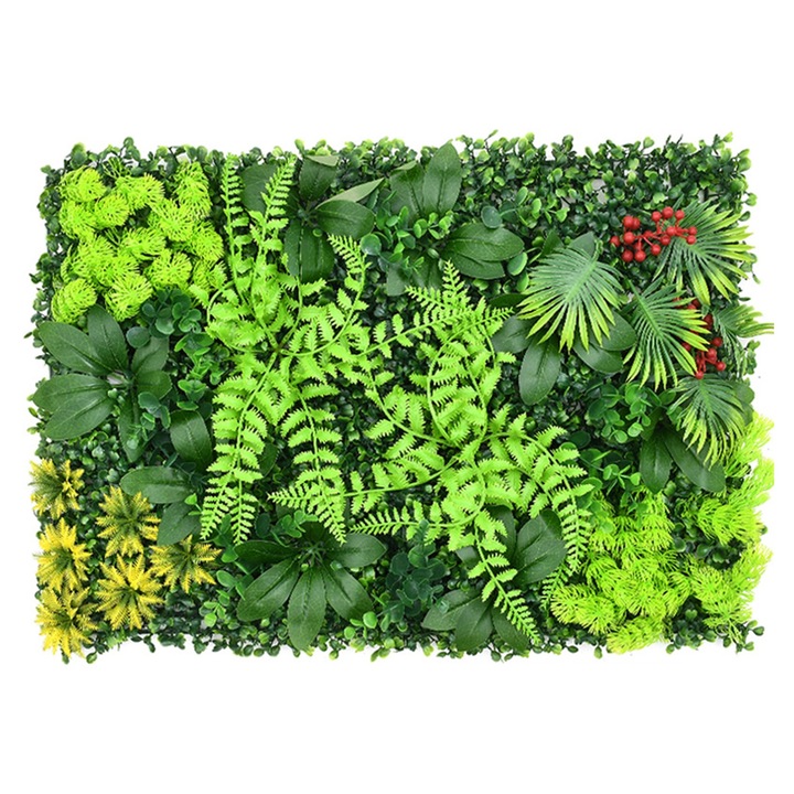 Изкуствен зелен растителен панел, Axroad Mall, изкуствена зелена ограда, устойчива на UV лъчи, не избледнява лесно, за градина, офис, парти, ресторант, сватба, пластмаса, 60x40 см