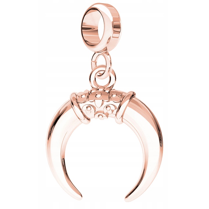 Talisman, Larezo, Pandantiv, Luna Rozie, Argint 925 Acoperit Cu Aur Rozé De 18 Karate, Lungime 2, 8 Cm, Antialergic, Auriu, Zirconii, Pentru Femei, Cutie Premium Pentru Bijuterii., Auriu