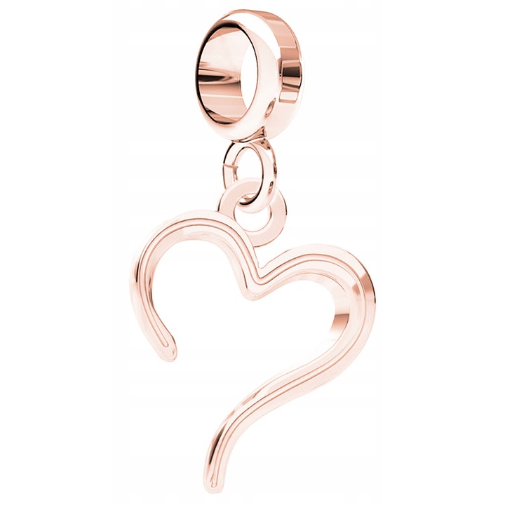 Talisman, Larezo, Medál, Szív Charm, 925 Ezüst 18K Rózsa Aranyozott, Cirkónia, Arany, Hossz: 2, 5 cm, Antiallergén, Karkötőkhöz, Prémium Ékszerdoboz, Arany