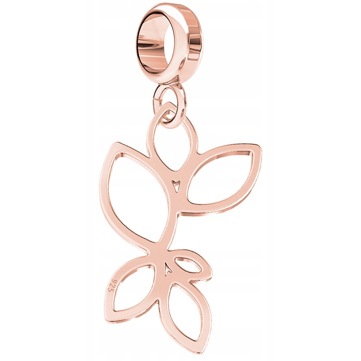 Talisman, Larezo, Medál, Charm Levelek, 925 Ezüst 18K Rózsa Aranyozott, Cirkónia, Arany, 32 mm, Antiallergén, Karkötőkhöz, Arany