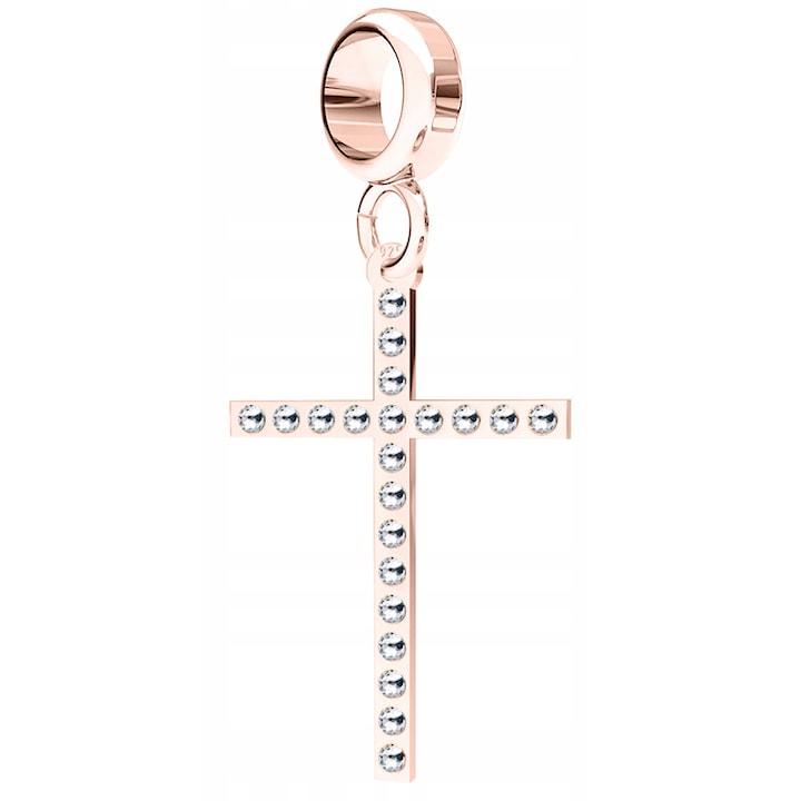 Talisman, Larezo, Pandantiv, Cruciulita Din Aur Rozé, Argint 925 Acoperit Cu Aur Roz De 18 Karate, Lungime 3, 2 Cm, Zirconii, Pentru Femei, Aur, Cutie Premium Pentru Bijuterii, Auriu