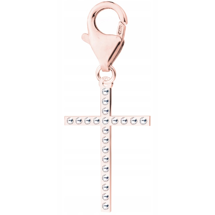 Talisman, Larezo, Pandantiv, Cercei Cruce, Argint 925 Acoperit Cu Aur Roz De 18 Karate, Culoare: Aurie, Inaltime: 3, 2 Cm, Destinatie: Pentru Femei, Inchidere: Zavoare, Cutie Premium Pentru Bijuterii Inclusa, Auriu