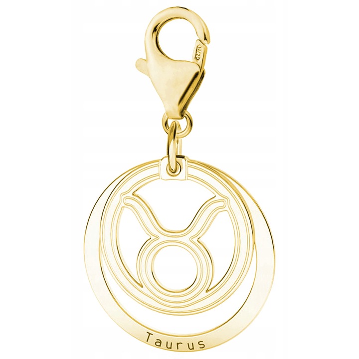 Talisman, Larezo, Pandantiv, Semn Zodiacal Taur, Argint 925 Placat Cu Aur De 24K, Auriu, Pentru Femei, Zirconii, Cutie Premium Pentru Bijuterii Cadou, Auriu