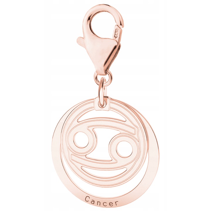 Talisman, Larezo, Pandantiv, Semn Zodiacal Rac, Argint 925 Acoperit Cu Aur Roz, Aurie, Zirconii, Pentru Femei, Inaltimea Pandantivului 22 mm, Cutie Premium Pentru Bijuterii., Auriu