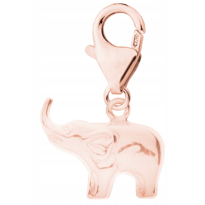 Talisman, Larezo, Pandantiv, Elefant Roz, Argint 925 Acoperit Cu Aur Roz 750, Inaltime 22 mm, Motiv Animale, Pentru Femei, Aurie, 1 Pandantiv + 1 Cutie Pentru Bijuterii Premium., Auriu