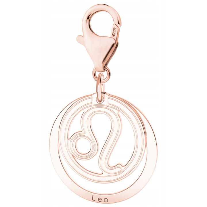 Talisman, Larezo, Pandantiv, Semn Zodiacal Leu, Argint 925 Placat Cu Aur Roz De 18K, Zirconii, Pentru Femei, Cutie Premium Pentru Bijuterii, Auriu