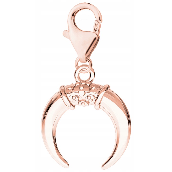 Talisman, Larezo, Pandantiv, Luna Rozie, Argint 925 Acoperit Cu Aur Roz 750, Zirconii, Auriu, 28 mm, Pentru Femei, Cutie Premium Pentru Bijuterii Inclusa, Auriu