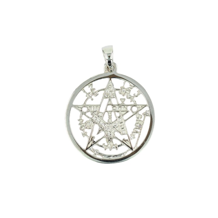 Pandantiv din argint Pentagrama Steaua cu Cinci Colturi model neted 25 mm diametru