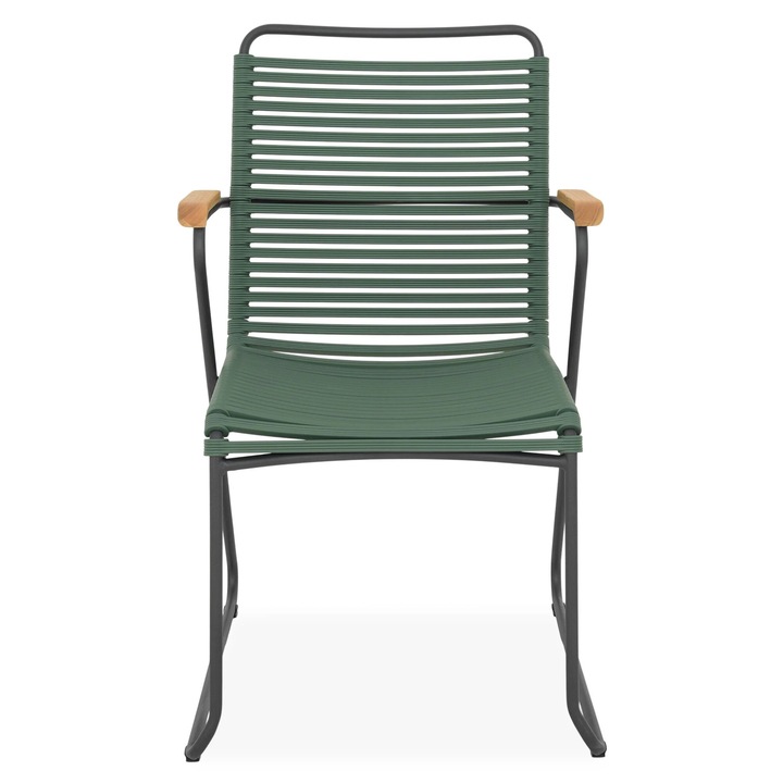 Scaun dining gradina/terasa, Maison Mex SLIMM, L.57 l.66 H.89 cm, verde/antracit/natur