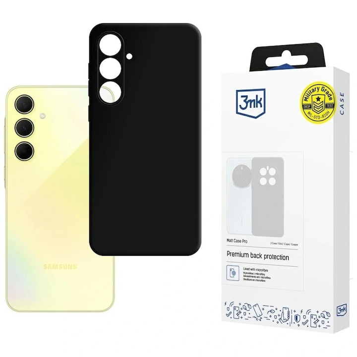 Калъф за телефон 3mk Matt Case Pro, усъвършенствана защита, черен, за Samsung Galaxy A35 5G