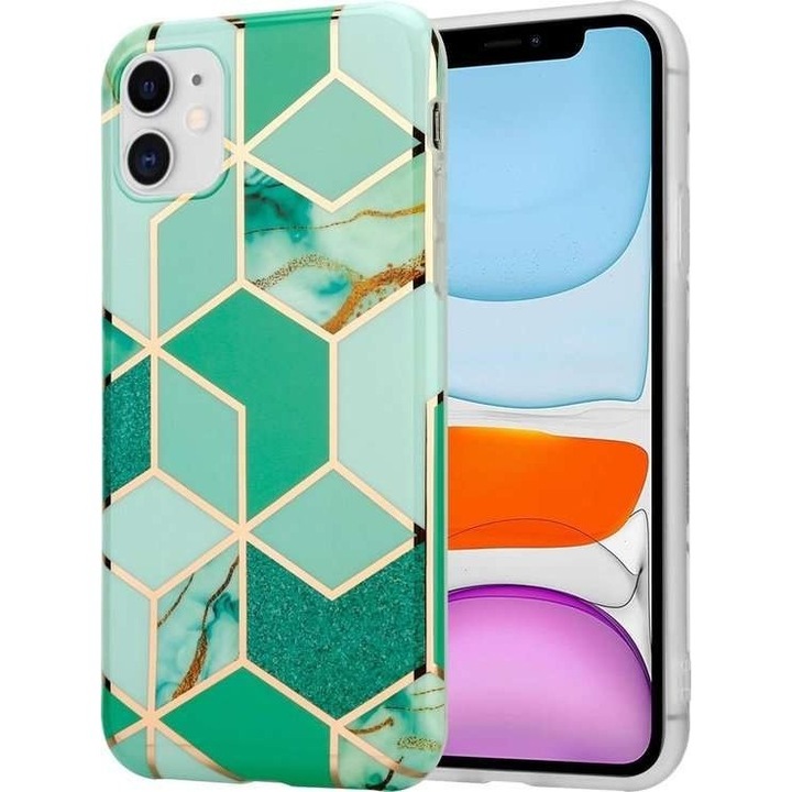 Защитен калъф за Huawei P Smart Z Soft IMD TPU Marble Geometric Green