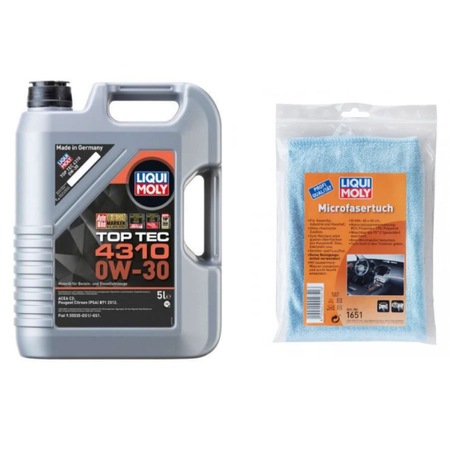 Set ulei motor Liqui Moly Top Tec 4310 0w30 5L si laveta