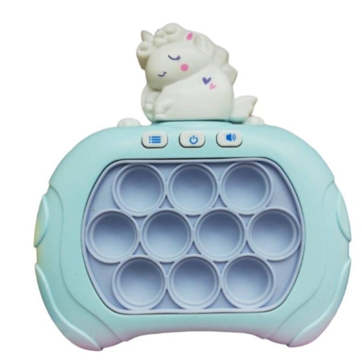 Joc interactiv Pop-It Consola, antistres, cu sunete si lumini, pentru fetite si baieti Albastru