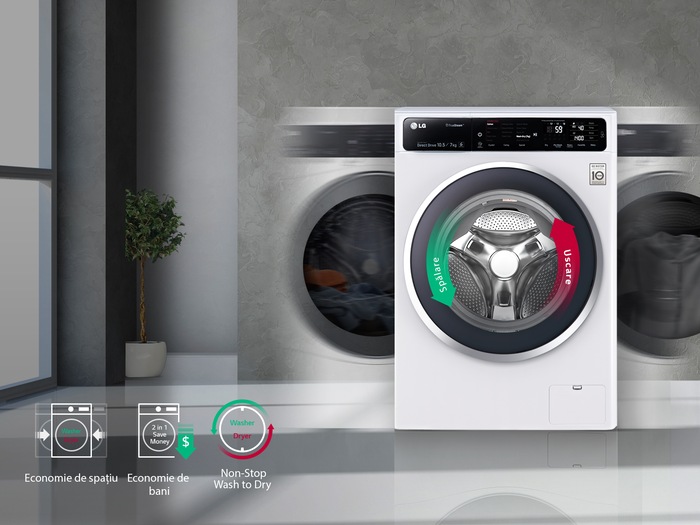 Masina De Spalat Rufe Cu Uscator Lg F4j8fh2w Truesteam Ecohybrid Direct Drive Spalare 9kg Uscare 6 Kg 1400 Rpm Clasa A Alb Emag Ro