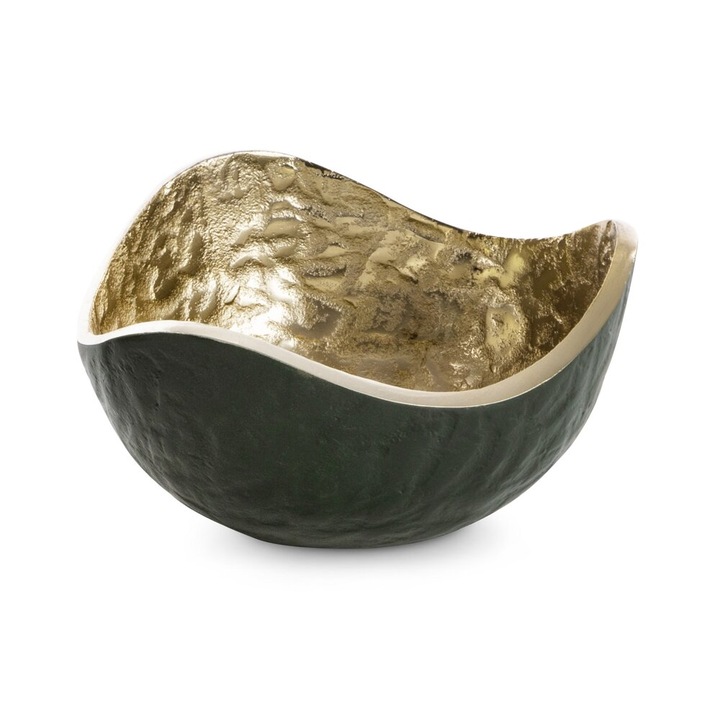 Bol decorativ ciemnozielon, 17x17cm, metal