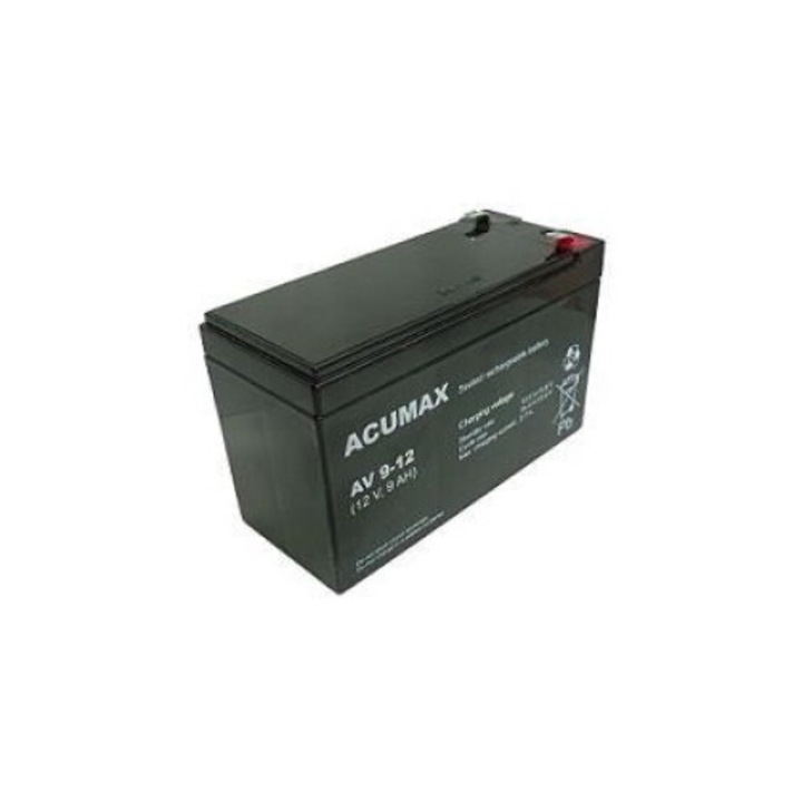 Baterie 12V 9AH VRLA AV9-12 T2, acumulator pentru alimentare de urgenta