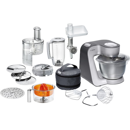 Кухненски робот Bosch MUM58364, 1000 W, Купа 3.9 л, Блендер, Месомелачка, Cube cutter, 7 скорости, 3D PlanetaryMixing, Сребриста