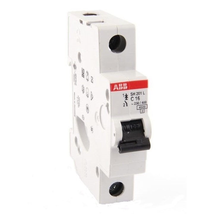 Automata monopoláris biztosíték ABB, SH201L-C 6, névleges áram 6A, 1 pólus, kioldási görbe C