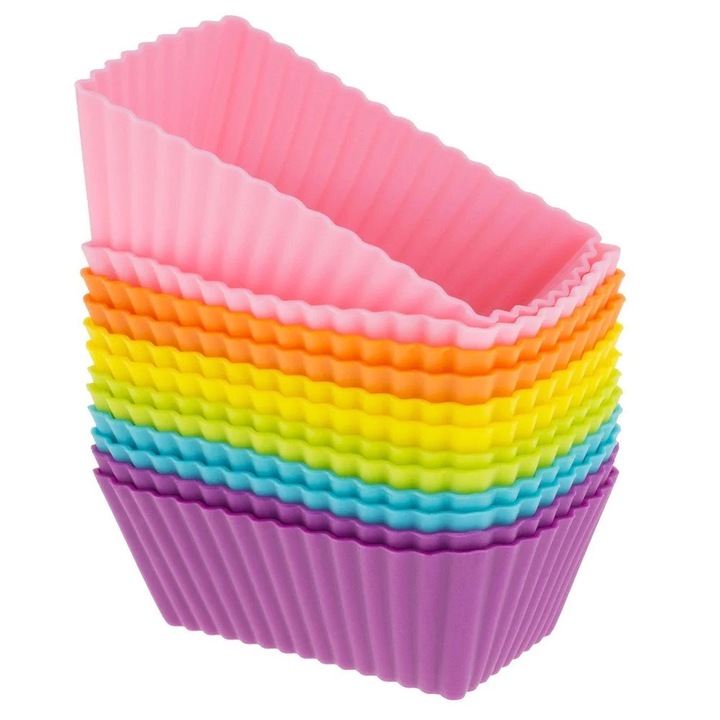 Set 12 forme de copt pentru prajituri, multicolor