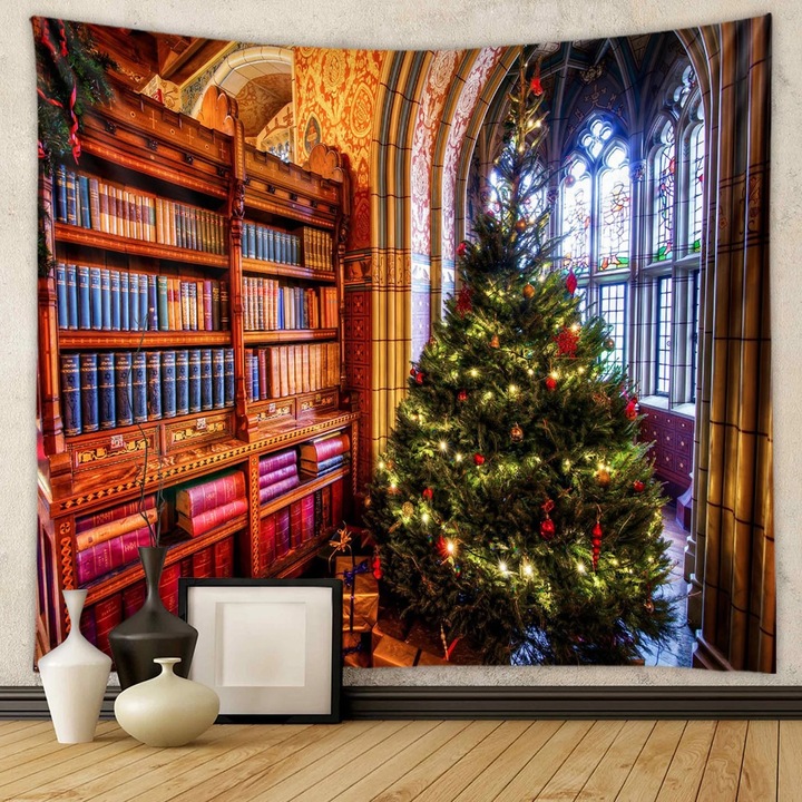 Patura groasa cu model cerb de Craciun, 95x73cm, multicolor, pentru birou si acasa