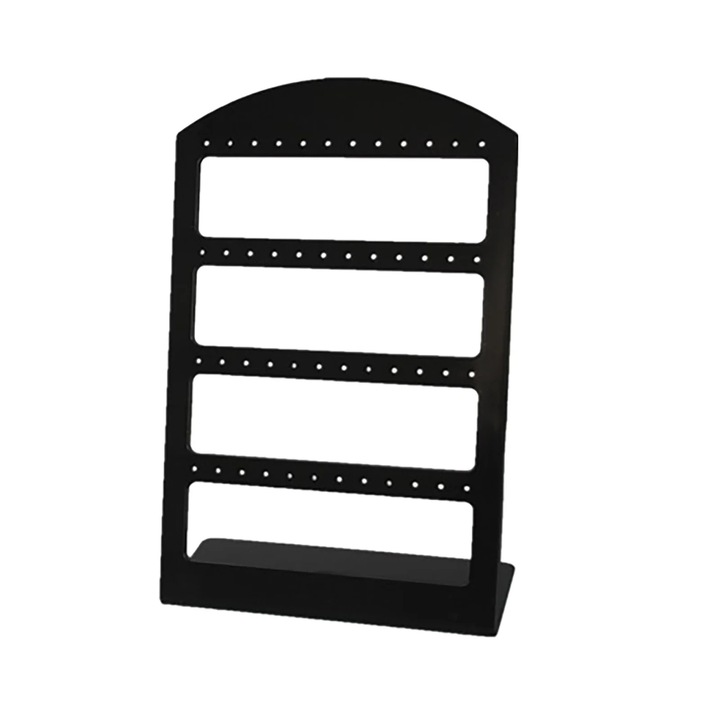 Suport bijuterii cu 24 gauri, organizator pentru cercei, negru, 10x15cm / 12.5x19.5cm