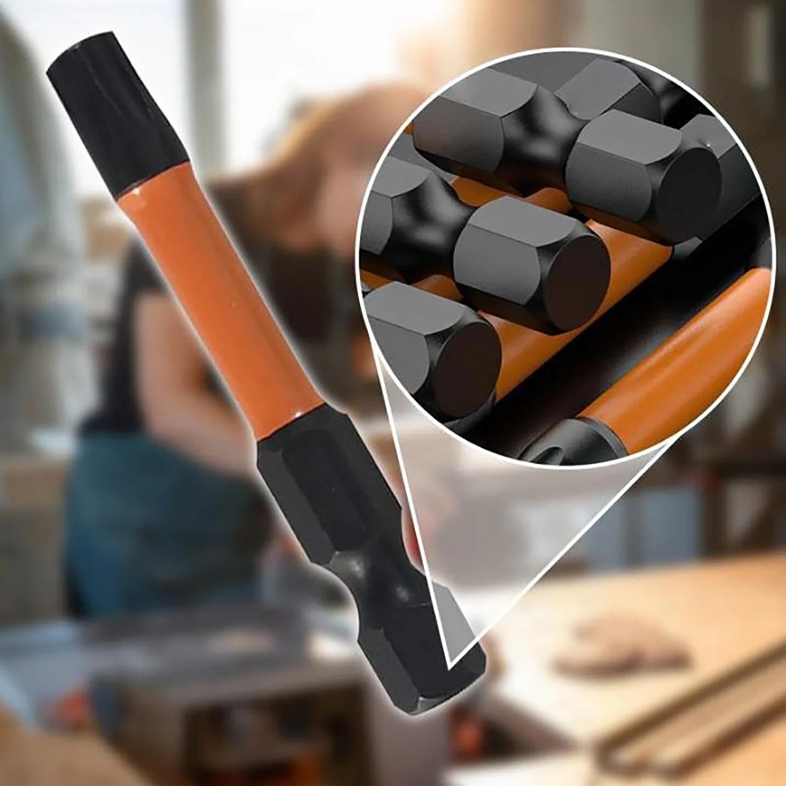Set de biti hexagonali pentru impact, 10 piese, cu cutie de