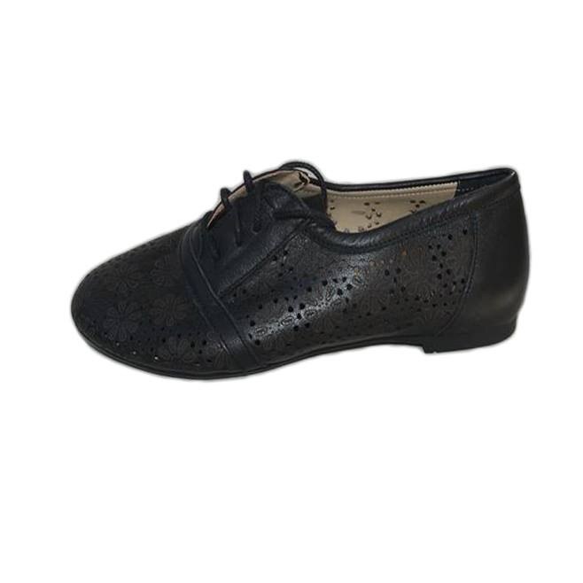 Pantofi din piele cu decupaj in model floral,D&J Exclusive,Negru