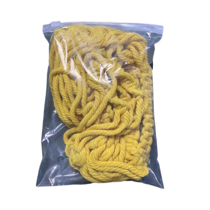 Plasa sustinere cosuri suspendate din macrame, pentru plante, 105cm, galben