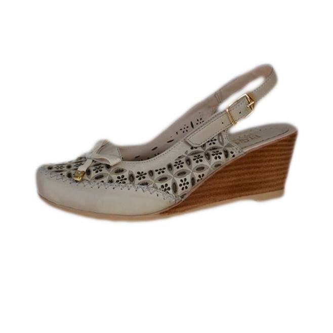 Sandale cu talpa ortopedica, model perforat,D&J Exclusive, Bej