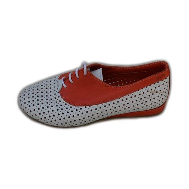 Pantofi sport din piele fina cu perforatii,D&J Exclusive, Alb
