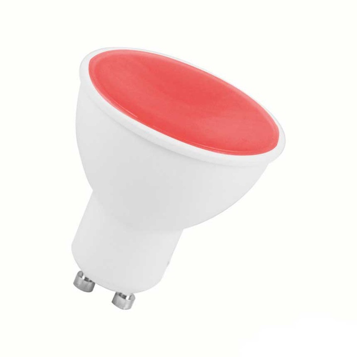 Bec LED Lightex, 6W, 220V, GU10, Clasa energetica F, Rosu