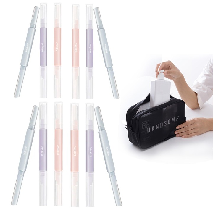 Set 12 Brici cu 2 Lame Fiecare, cu geanta de depozitare si transport inclusa, pentru Indreptare si Retusare Sprancene si alt Par facial, Ideale pentru Calatorie, Culori Pastel, Pristyle®