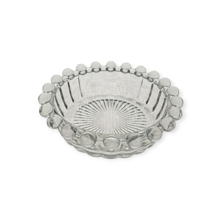 Set 6 scrumiere bubbles 13, din sticla transparenta, cu model, 13 cm