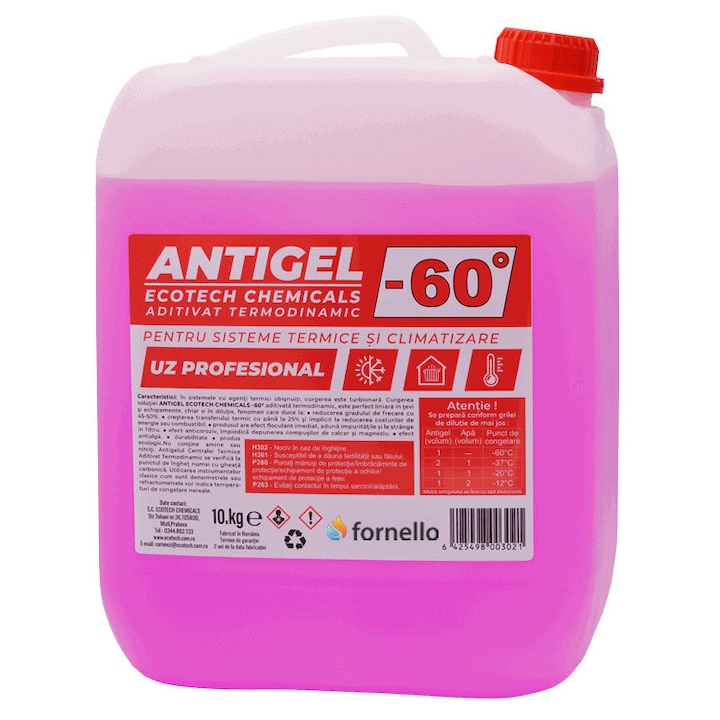 Antigel concentrat Fornello pentru centrale si instalatii termice - 60 grade, bidon 10 kg