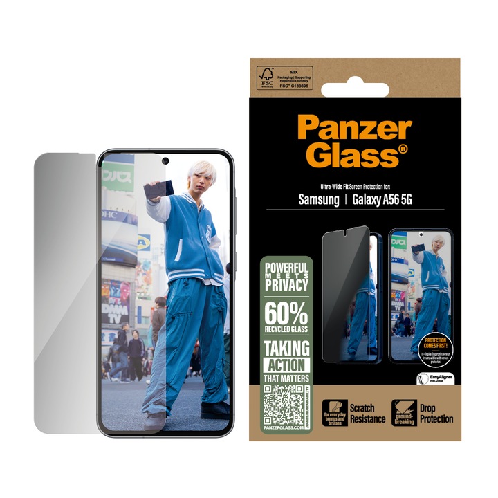 Стъклен протектор PanzerGlass за Samsung Galaxy A56 5G, UWF, Privacy