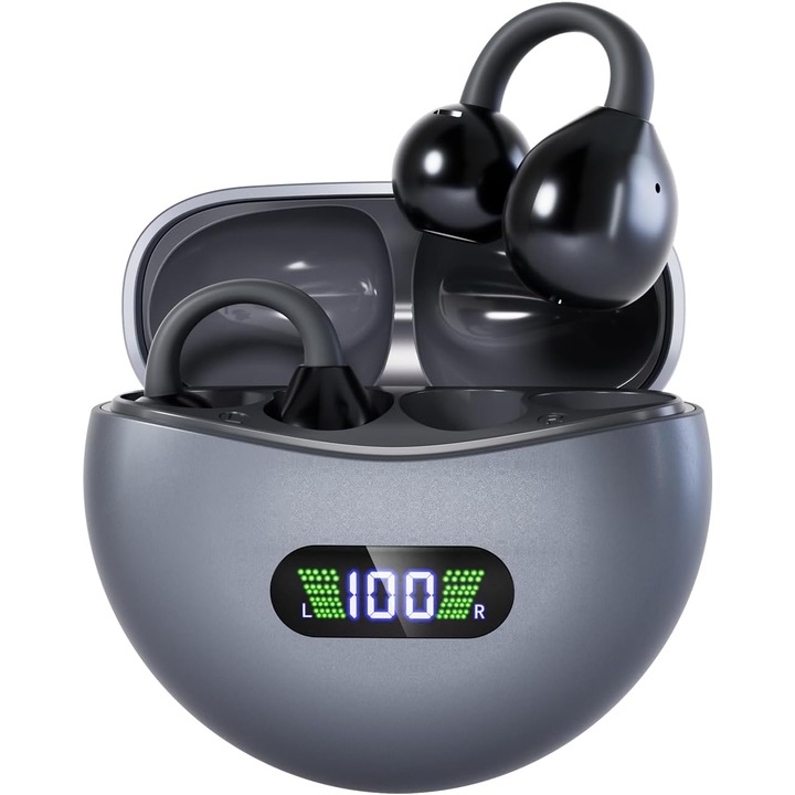 Vezeték nélküli Bluetooth fülhallgató, MingZhi®️, fülcsipesszel mini nyitott csontvezető fejhallgatóval, valódi vezeték nélküli Bluetooth, sportoláshoz, vezetési gyakorlatokhoz, gyalogláshoz, futáshoz, fekete