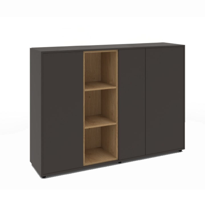 Biblioteca de birou, 160 x 40 x 120 cm, stejar Arlington natural si grafit