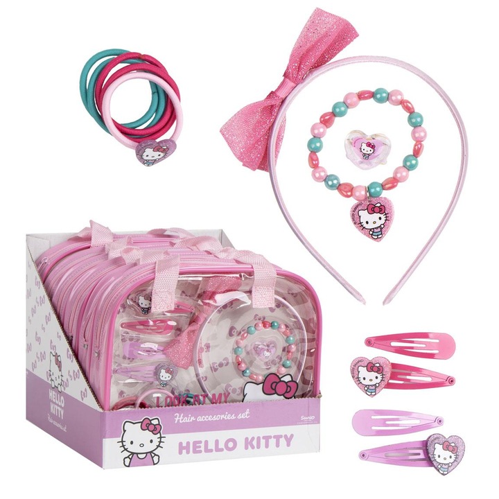 Táska ékszerkészlettel lányoknak, Hello Kitty rózsaszín