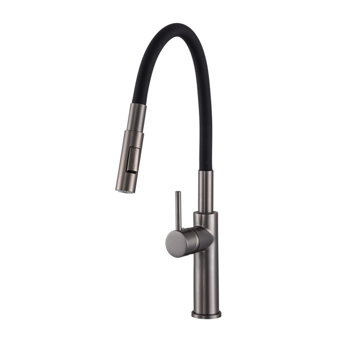 Gamma Florence mosogató csaptelep - flexibilis zuhanyfej - gun metallic / fekete