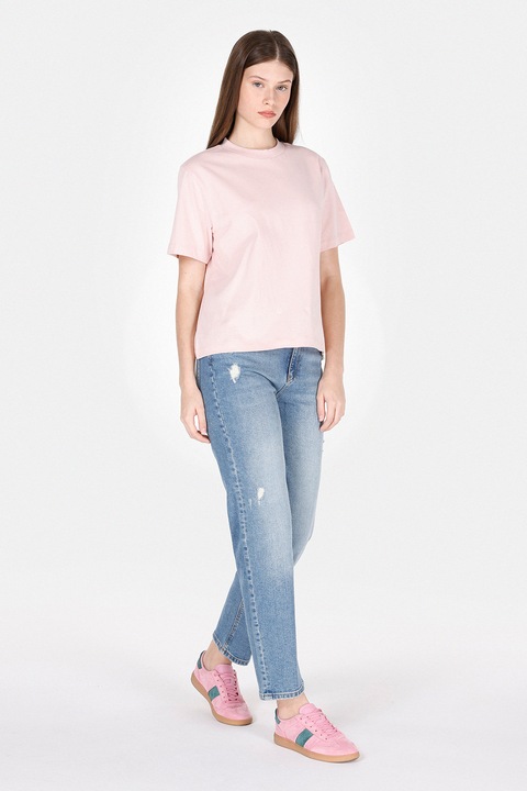 COLIN'S, Blugi cu talie inalta si detalii cu aspect deteriorat, Albastru pastel