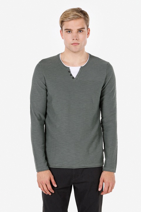 COLIN'S, Pulover cu decolteu in V, Verde feriga melange