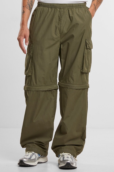 Urban Classics, Pantaloni cargo baggy cu fermoar, Verde feriga